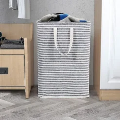 Vasketøjskurv 72l Foldbar Vandafvisende Stoff med Stor C