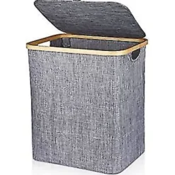 Vasketøjskurv med låg 60L Foldbar Opbevaringskurv Pop-up Kasser Organizer
