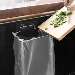 Vægmonteret affaldsposeholder uden boring, rustfrit stål, sølvfarve, 18,5*14*4cm