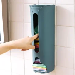 Vægmonteret skraldeposeholder rulleholder skraldeposeopbevaringsdispenser vægmonteret plastik skraldeposearrangør opbevaringsarrangør（blå,30.5*9*9cm） | Fyndiq