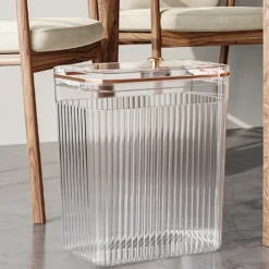 Vægmonteret skraldespand med lufttæt låg, pladsbesparende vægmonteret affaldsbeholder til køkken, badeværelse, stue, klare designs, holdbar ophængning transparent large size | Fyndiq