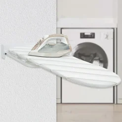 Vægmonteret strygebræt 180 graders rotation hængende til stue lille plads hvid grå White Gray 92cmx31cm