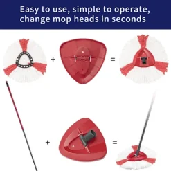 Vileda Mop Hoved, Triangulært Spin Mop Hoved til Vileda Light Spin Mop - Plastfodral til Skivefodral Del