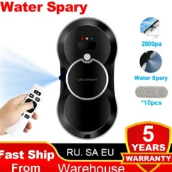 Vinduesrensningsrobot med AI-teknologi, automatisk vandstråle, 30 ml tank., sort, Ja Black black
