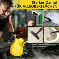 1000W Håndholdt Damprenser med 9 Tilbehør til Pletfjerning, Fedt, Bilsæder, Vinduer, Sofa, 350ml Tank