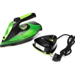 2400W Trådløst dampstrygejern med 5 justerbare hastigheder, anti-dryp, anti-kalk, EU-stik, grøn
