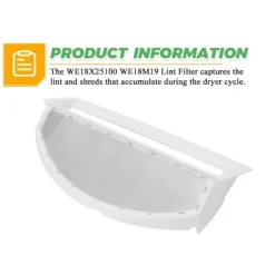 WE18X25100 WE18M19 Tørretumbler Løstfilter Skærmnet til Tørretumblere Erstatter WE18M30 WE18M28 AP6037511 PS11767017