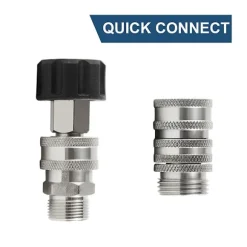XJ-Rustfrit Stål Højtryksrenser Quick Connect Kit, m22 14mm til 3/8in Quick Connect, 3/4in til 1/2in Qu
