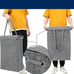 {xj}Smal vasketøjskurv med låg - foldbar, smal opbevaringskurv